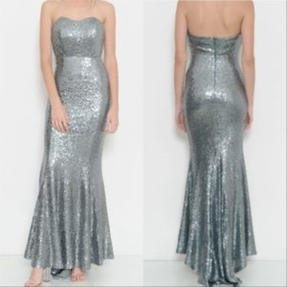 Dress Maxi Silver MONROE SEQUIN GOWN  DRESS - Picture 2 of 4